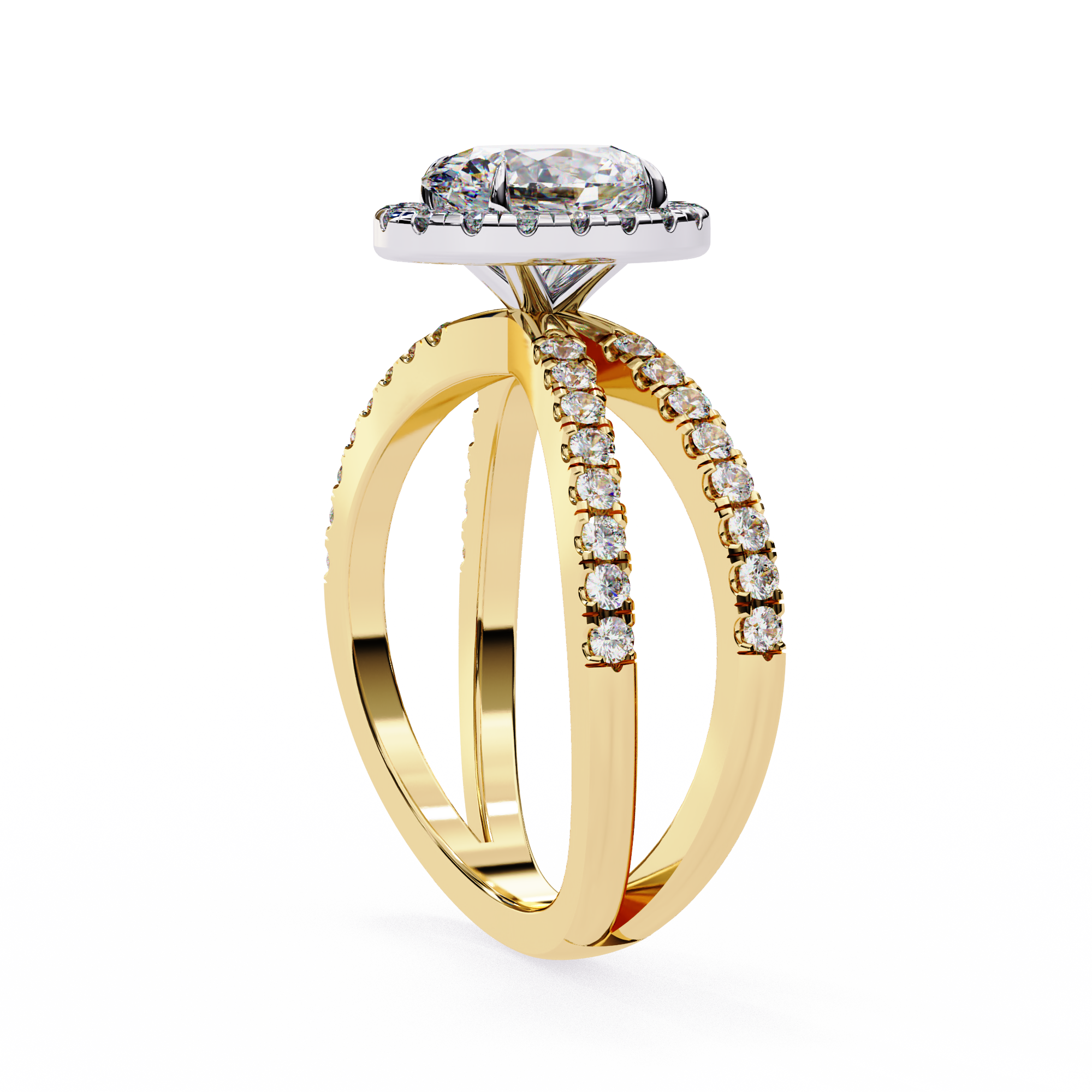 1.00ct Oval Cut Lab-Grown Diamond Ring | Pavé Halo & Pavé Shank | VR260049