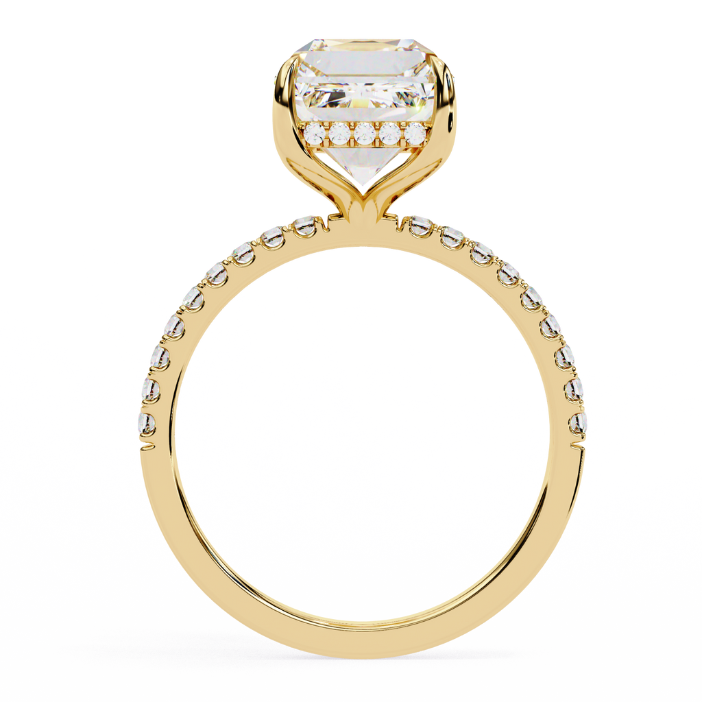 2.50ct Emerald Cut Lab-Grown Diamond Engagement Ring | 18K Gold Vermeil Pavé