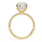 2.50ct Emerald Cut Lab-Grown Diamond Engagement Ring | 18K Gold Vermeil Pavé