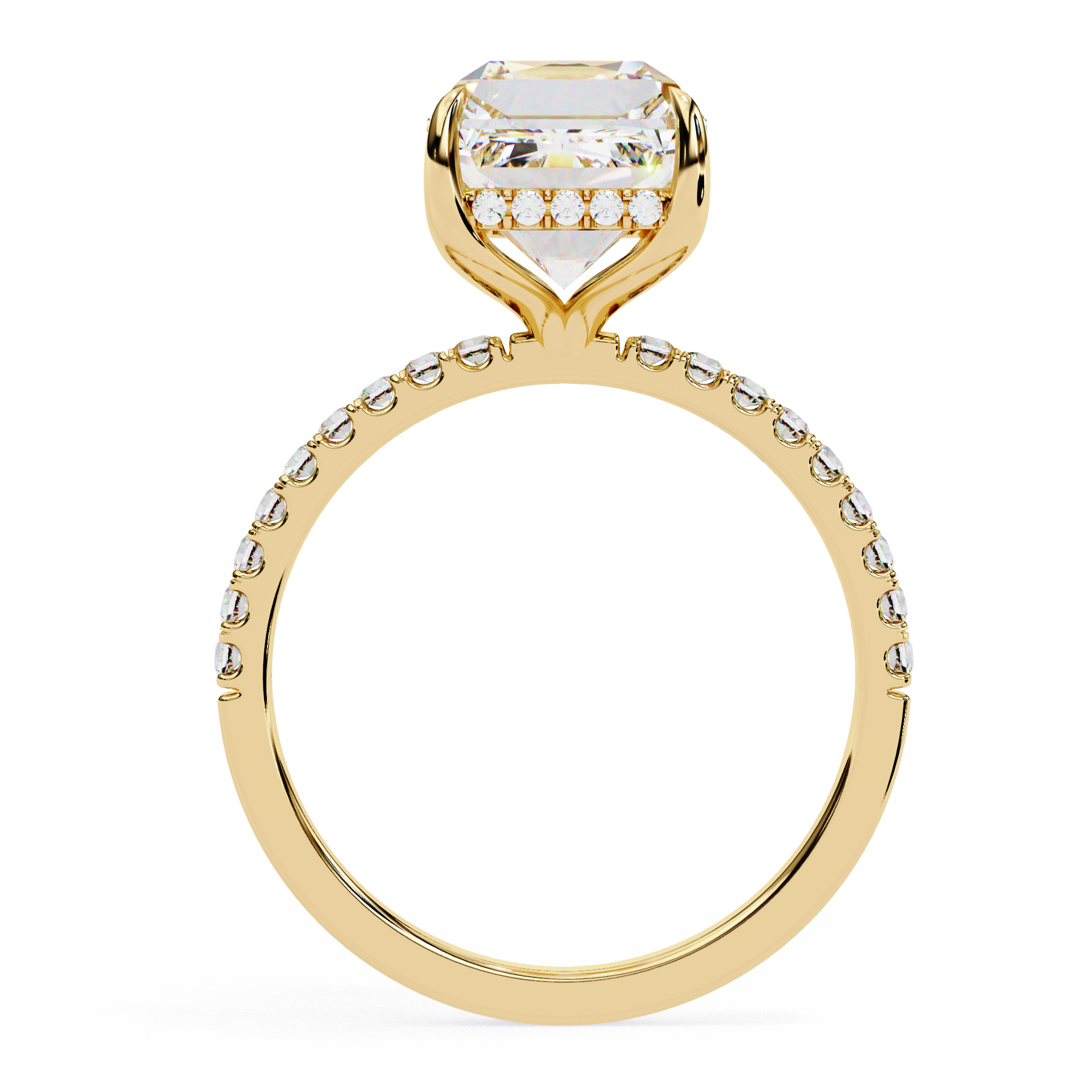 2.50ct Emerald Cut Lab-Grown Diamond Engagement Ring | 18K Gold Vermeil Pavé