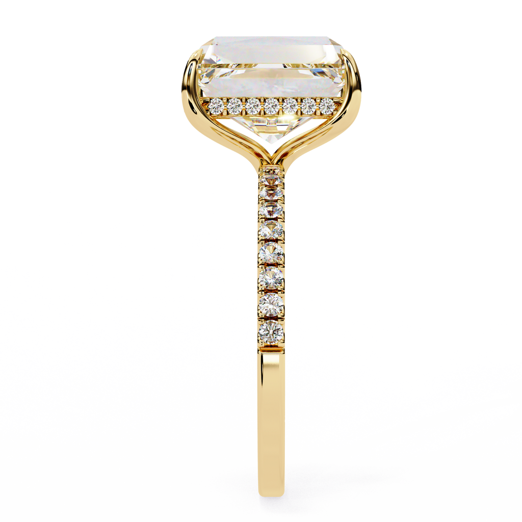 2.50ct Emerald Cut Lab-Grown Diamond Engagement Ring | 18K Gold Vermeil Pavé