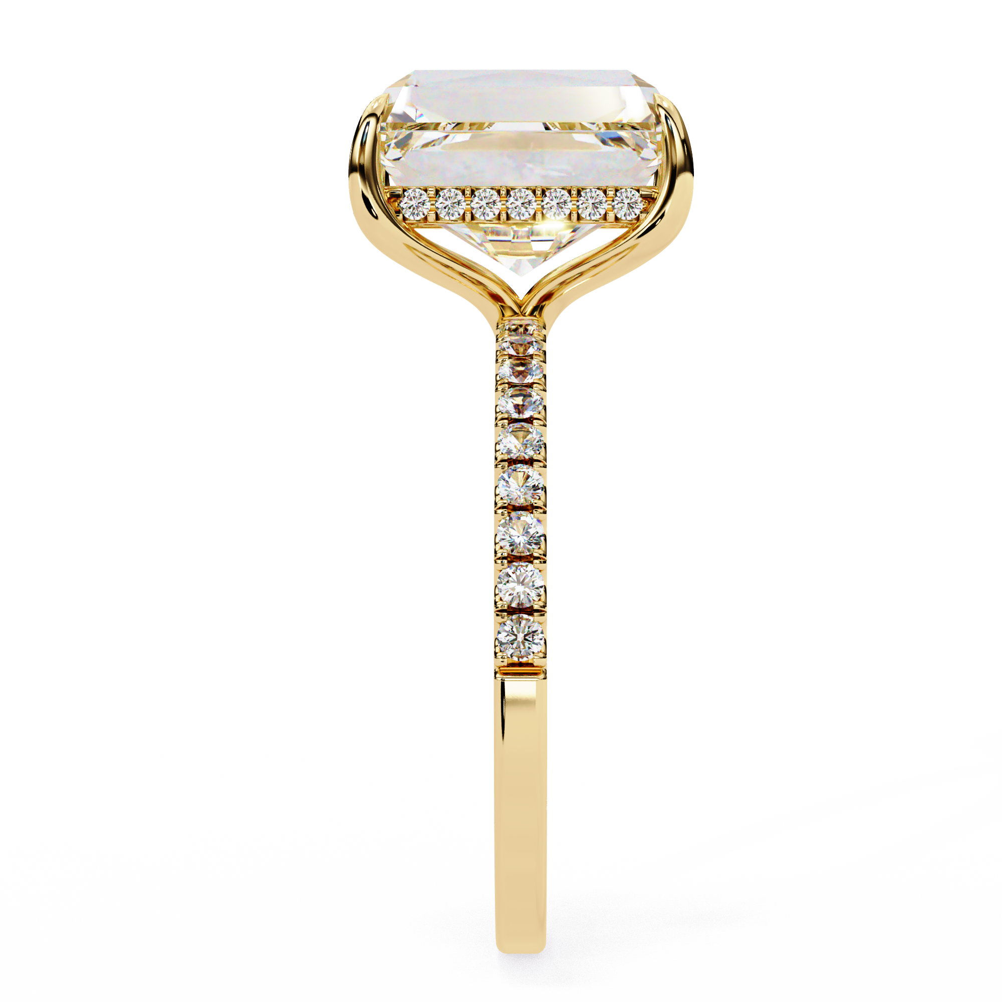 2.50ct Emerald Cut Lab-Grown Diamond Engagement Ring | 18K Gold Vermeil Pavé