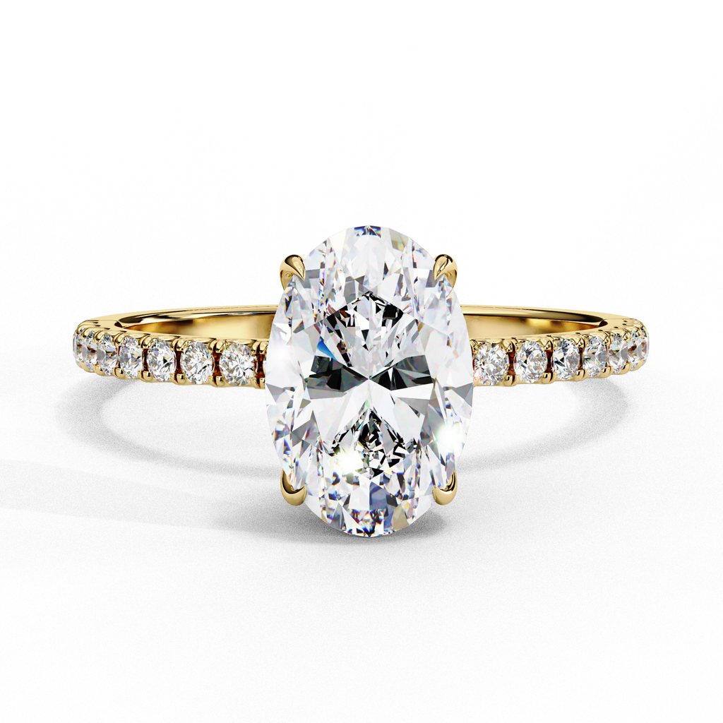 1.25ct Oval Cut Lab-Grown Diamond Engagement Ring | 18K Gold Vermeil Pavé