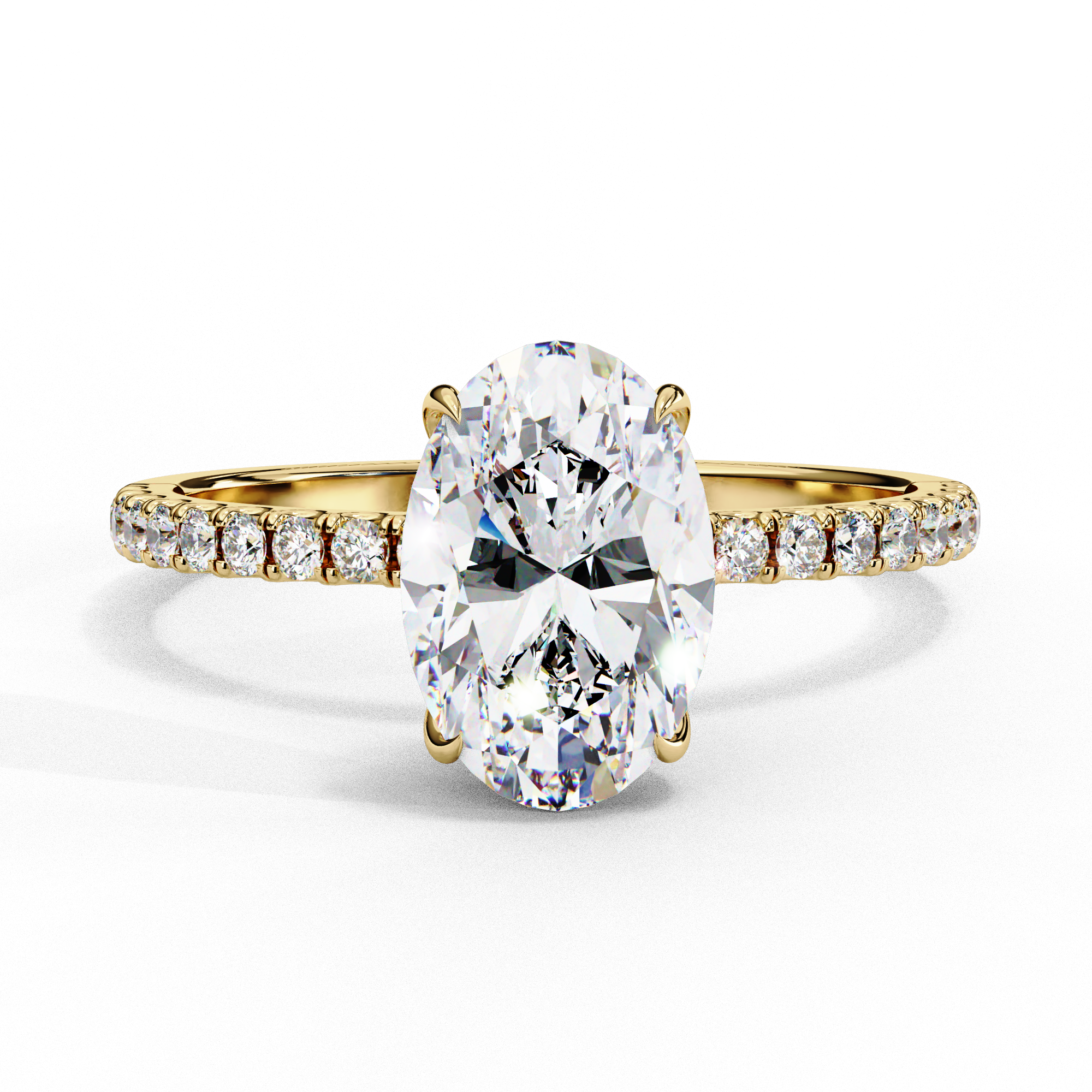 1.25ct Oval Cut Lab-Grown Diamond Engagement Ring | 18K Gold Vermeil Pavé