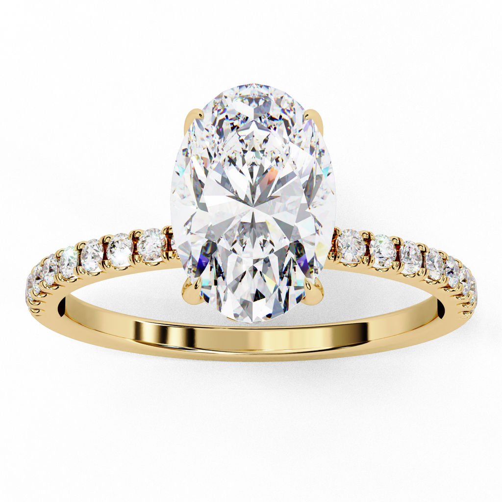 1.25ct Oval Cut Lab-Grown Diamond Engagement Ring | 18K Gold Vermeil Pavé