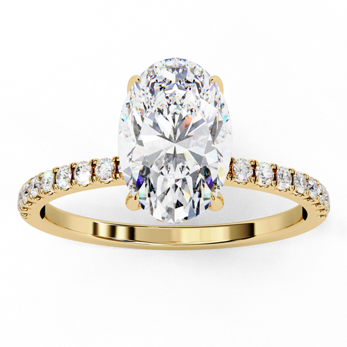 1.25ct Oval Cut Lab-Grown Diamond Engagement Ring | 18K Gold Vermeil Pavé