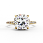3.25ct Cushion Cut Lab-Grown Diamond Engagement Ring | Hidden Pavé Gallery & Diamond Shank