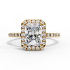 2.00ct Radiant Cut Lab-Grown Diamond Halo Engagement Ring | Pavé Halo & Diamond Shank