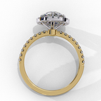 1.50ct Round Brilliant Lab-Grown Diamond Halo Engagement Ring | Two-Tone Pavé Halo & Diamond Shank