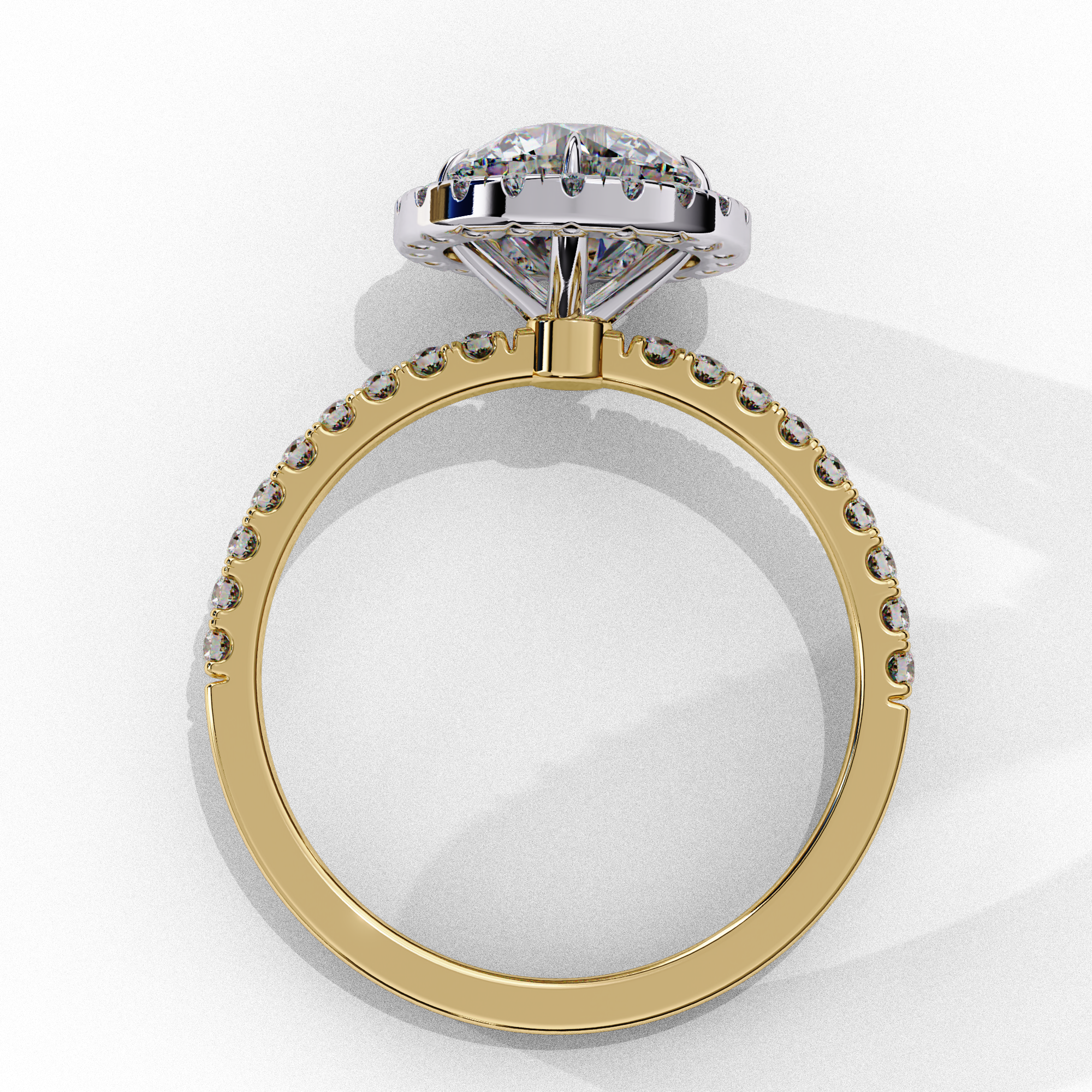 1.50ct Round Brilliant Lab-Grown Diamond Halo Engagement Ring | Two-Tone Pavé Halo & Diamond Shank