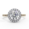 1.50ct Round Brilliant Lab-Grown Diamond Halo Engagement Ring | Two-Tone Pavé Halo & Diamond Shank