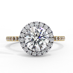 1.50ct Round Brilliant Lab-Grown Diamond Halo Engagement Ring | Two-Tone Pavé Halo & Diamond Shank
