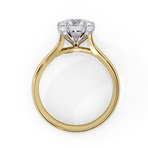 2.00ct Round Brilliant Lab-Grown Diamond Solitaire Engagement Ring | Two-Tone Plain Shank