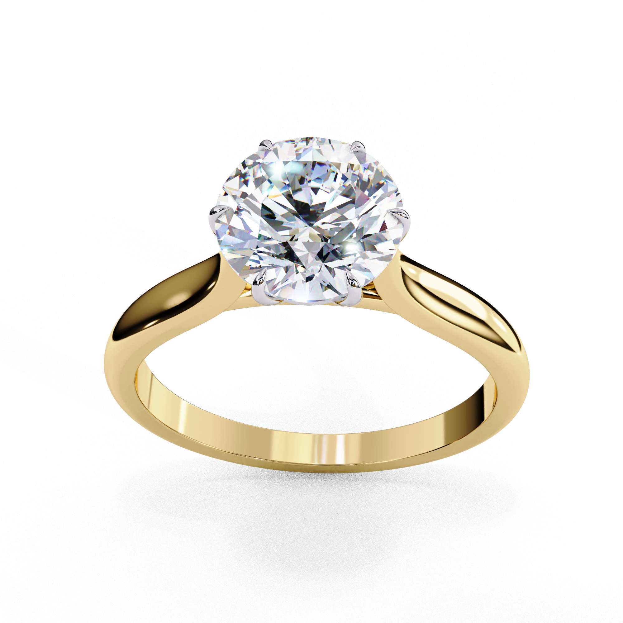 2.00ct Round Brilliant Lab-Grown Diamond Solitaire Engagement Ring | Two-Tone Plain Shank