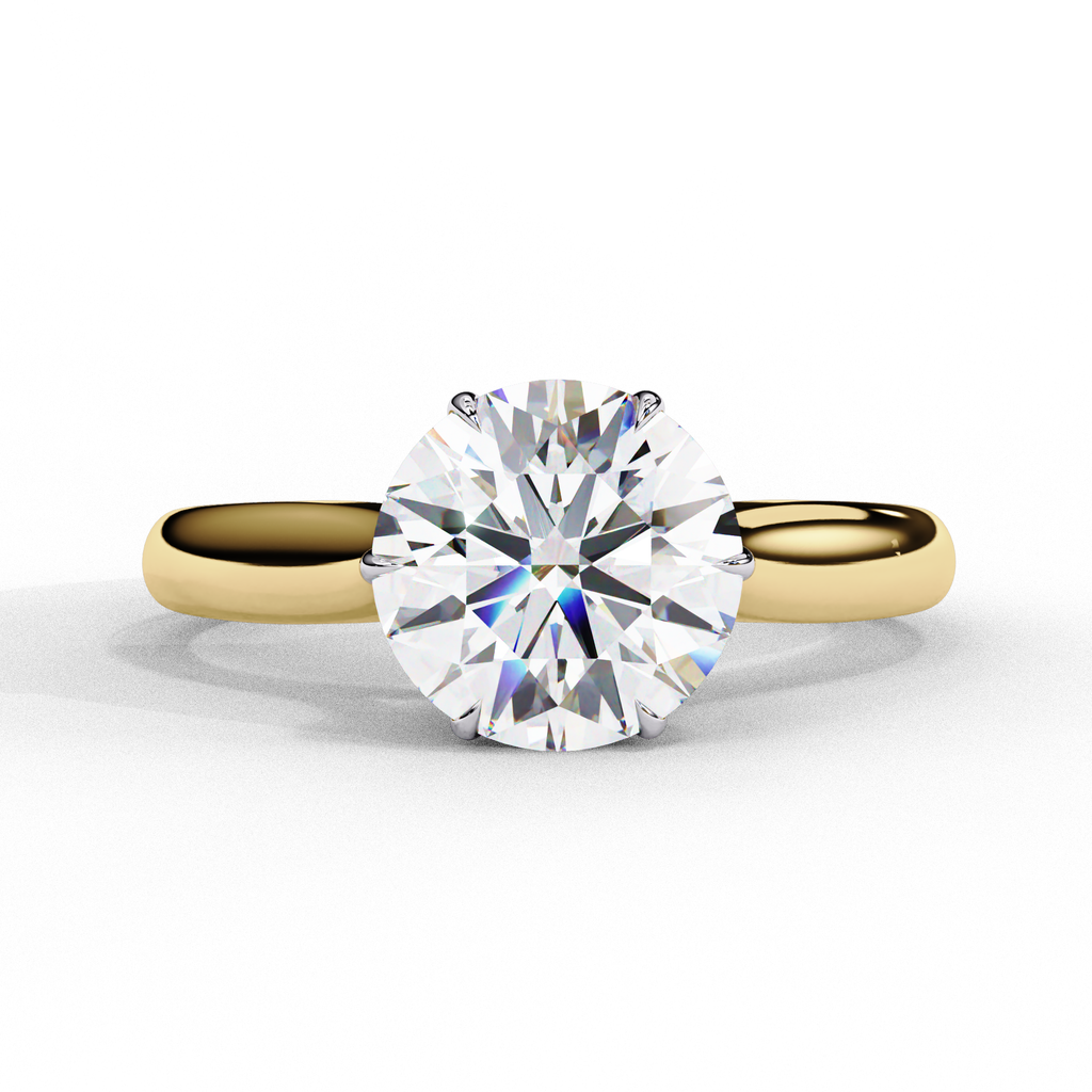2.00ct Round Brilliant Lab-Grown Diamond Solitaire Engagement Ring | Two-Tone Plain Shank