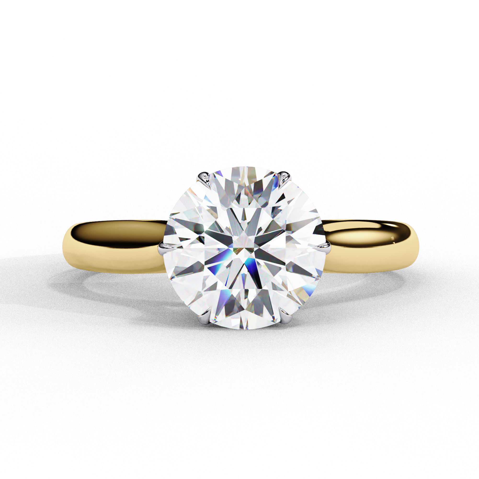 2.00ct Round Brilliant Lab-Grown Diamond Solitaire Engagement Ring | Two-Tone Plain Shank