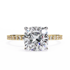 2.50ct Cushion Cut Lab-Grown Diamond Engagement Ring | Pavé Shank & Hidden Pavé Gallery