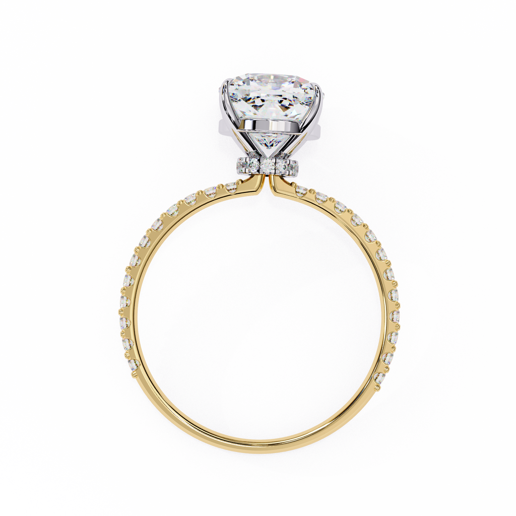 2.50ct Cushion Cut Lab-Grown Diamond Engagement Ring | Pavé Shank & Hidden Pavé Gallery