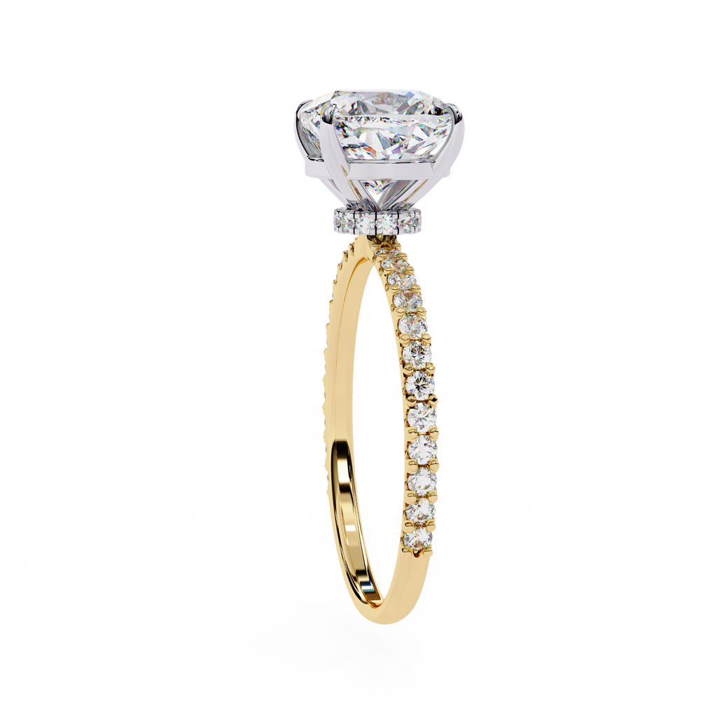2.50ct Cushion Cut Lab-Grown Diamond Engagement Ring | Pavé Shank & Hidden Pavé Gallery