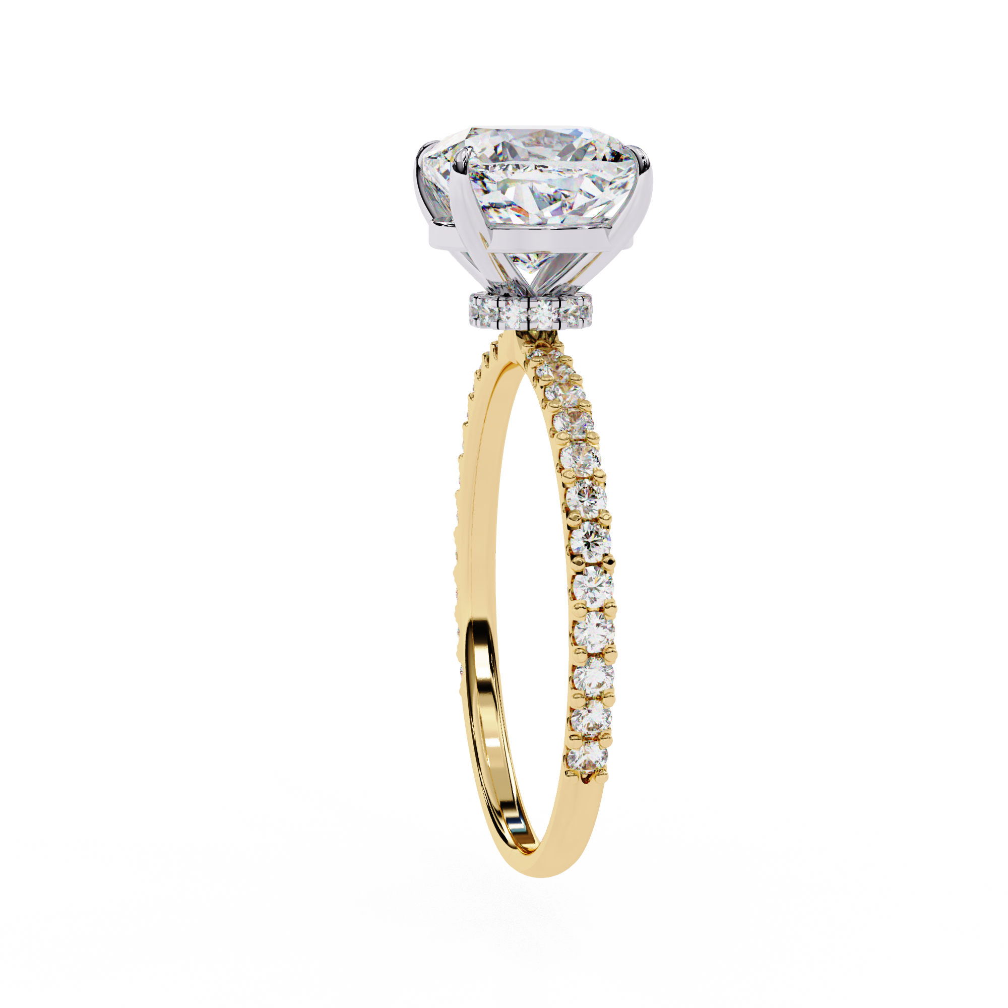 2.50ct Cushion Cut Lab-Grown Diamond Engagement Ring | Pavé Shank & Hidden Pavé Gallery