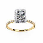 3.00ct Radiant Cut Lab-Grown Diamond Engagement Ring | Pavé Diamond Shank | 18K Yellow Gold | VR260019