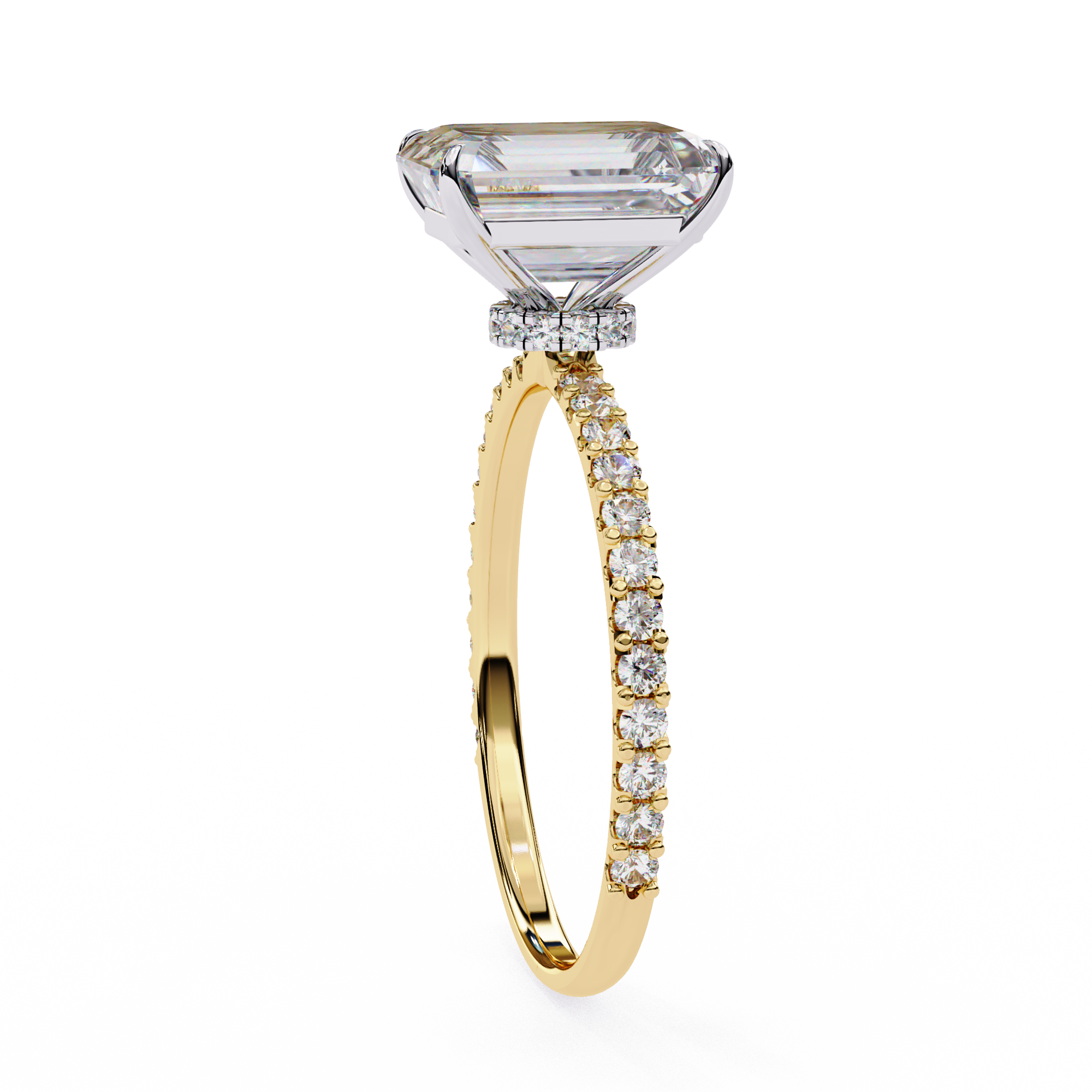 3.00ct Radiant Cut Lab-Grown Diamond Engagement Ring | Pavé Diamond Shank | 18K Yellow Gold | VR260019