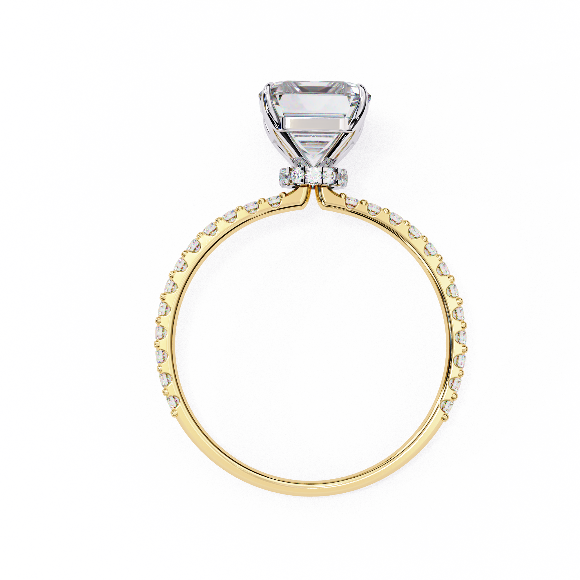 3.00ct Radiant Cut Lab-Grown Diamond Engagement Ring | Pavé Diamond Shank | 18K Yellow Gold | VR260019