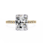 3.00ct Radiant Cut Lab-Grown Diamond Engagement Ring | Pavé Diamond Shank | 18K Yellow Gold | VR260019