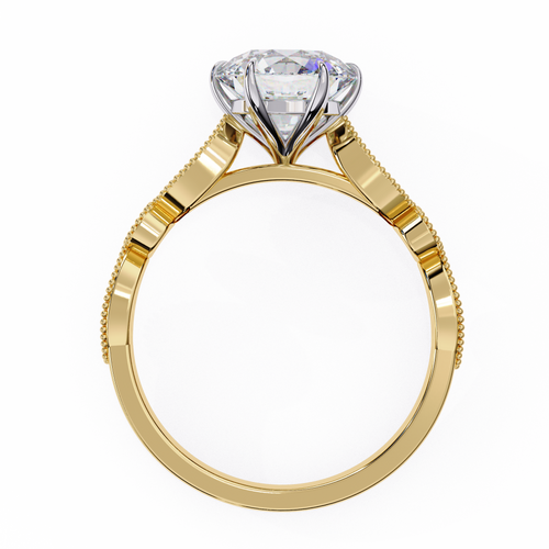 2.00ct Round Brilliant Lab-Grown Diamond Ring | Vintage Milgrain Art Deco Diamond Shank | VR260020