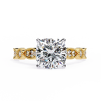 2.50ct Cushion Cut Lab-Grown Diamond Ring | Vintage Milgrain Art Deco Diamond Shank | VR260020