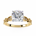 2.50ct Cushion Cut Lab-Grown Diamond Ring | Vintage Milgrain Art Deco Diamond Shank | VR260020