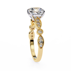 2.50ct Cushion Cut Lab-Grown Diamond Ring | Vintage Milgrain Art Deco Diamond Shank | VR260020