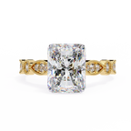 3.00ct Radiant Cut Lab-Grown Diamond Ring | Vintage Milgrain Art Deco Diamond Shank | VR260022