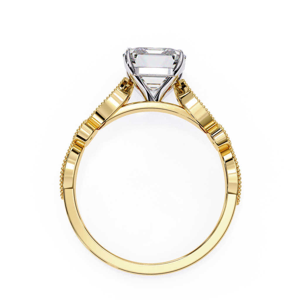 3.00ct Radiant Cut Lab-Grown Diamond Ring | Vintage Milgrain Art Deco Diamond Shank | VR260022