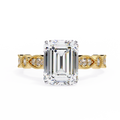 2.50ct Emerald Cut Lab-Grown Diamond Ring | Vintage Milgrain Art Deco Diamond Shank | VR260023