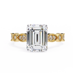 2.50ct Emerald Cut Lab-Grown Diamond Ring | Vintage Milgrain Art Deco Diamond Shank | VR260023