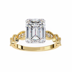 2.50ct Emerald Cut Lab-Grown Diamond Ring | Vintage Milgrain Art Deco Diamond Shank | VR260023