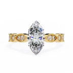 0.80ct Marquise Cut Lab-Grown Diamond Ring | Vintage Milgrain Art Deco Diamond Shank | VR260024