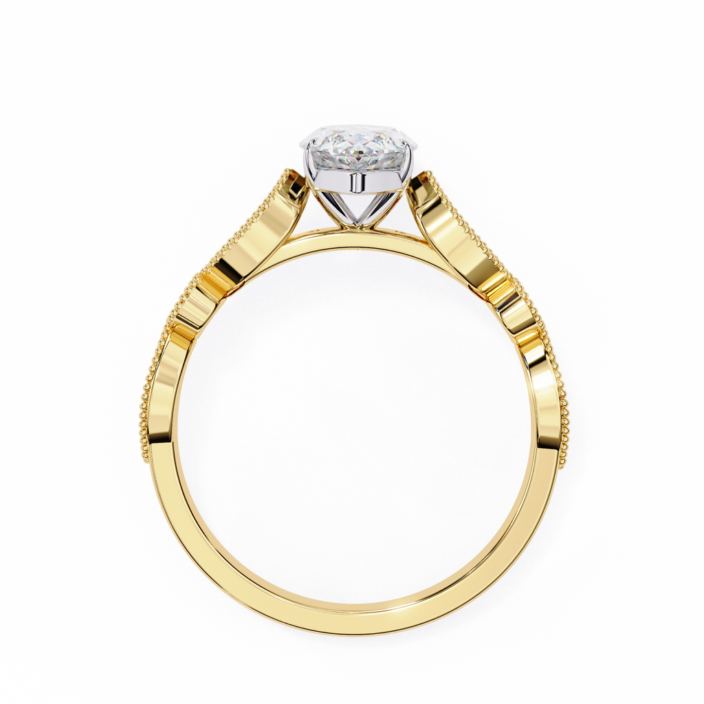 0.80ct Marquise Cut Lab-Grown Diamond Ring | Vintage Milgrain Art Deco Diamond Shank | VR260024