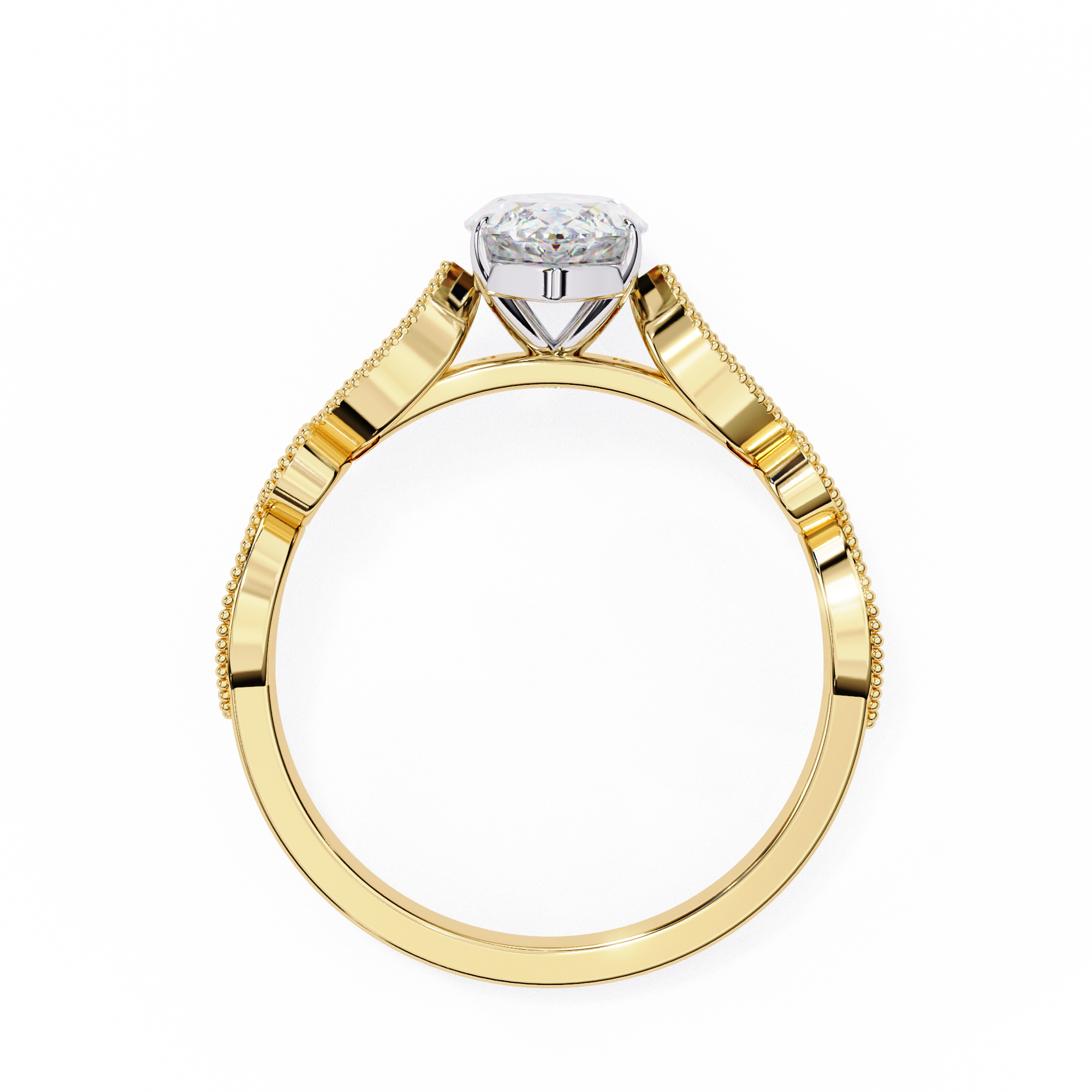 0.80ct Marquise Cut Lab-Grown Diamond Ring | Vintage Milgrain Art Deco Diamond Shank | VR260024