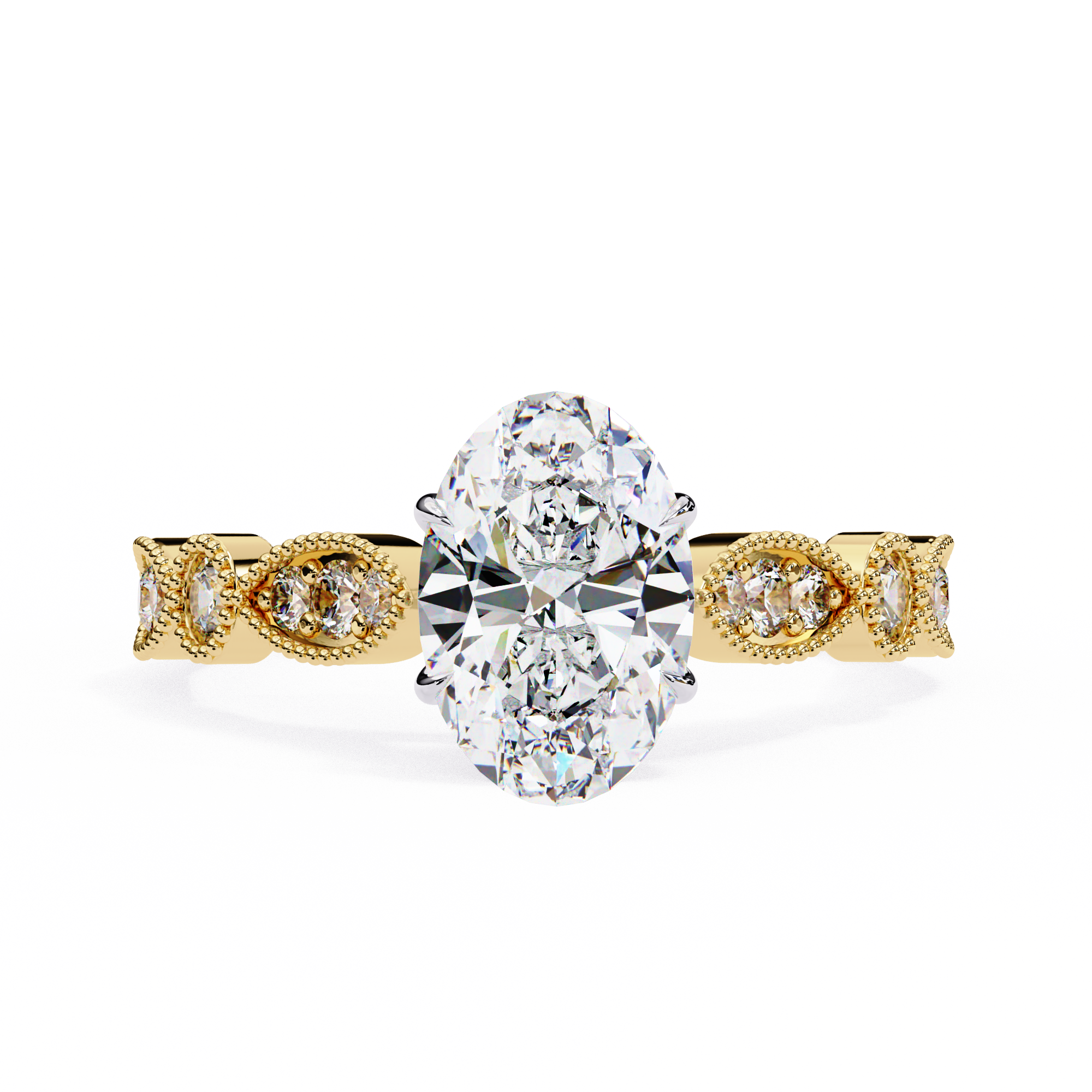 1.20ct Oval Cut Lab-Grown Diamond Ring | Vintage Milgrain Art Deco Diamond Shank | VR260025