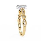 1.20ct Oval Cut Lab-Grown Diamond Ring | Vintage Milgrain Art Deco Diamond Shank | VR260025