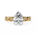 0.90ct Pear Cut Lab-Grown Diamond Ring | Vintage Milgrain Art Deco Diamond Shank | VR260026