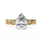 0.90ct Pear Cut Lab-Grown Diamond Ring | Vintage Milgrain Art Deco Diamond Shank | VR260026