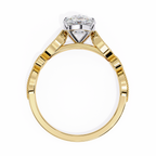 0.90ct Pear Cut Lab-Grown Diamond Ring | Vintage Milgrain Art Deco Diamond Shank | VR260026