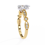 0.90ct Pear Cut Lab-Grown Diamond Ring | Vintage Milgrain Art Deco Diamond Shank | VR260026