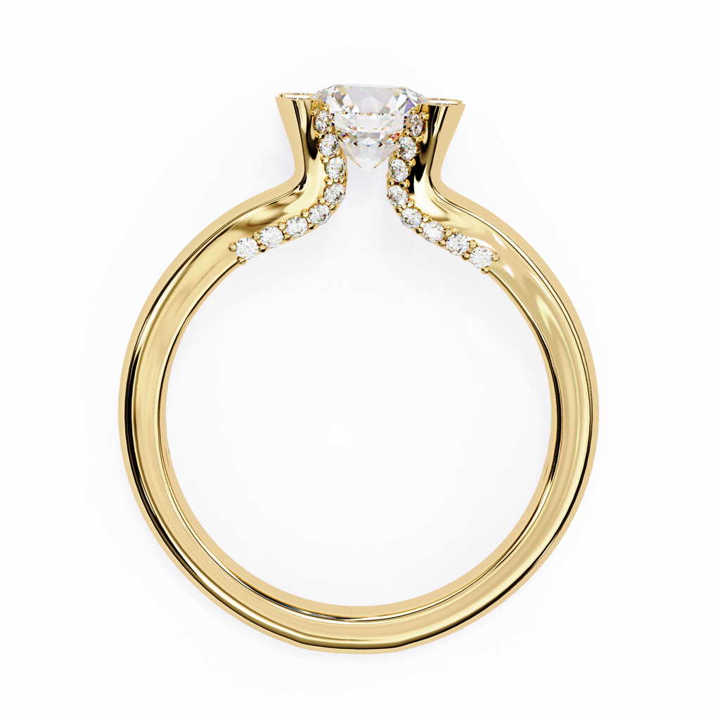 0.90ct Round Brilliant Lab-Grown Diamond Ring | Diamond Compass Prongs & Pavé Split Shank | VR260028