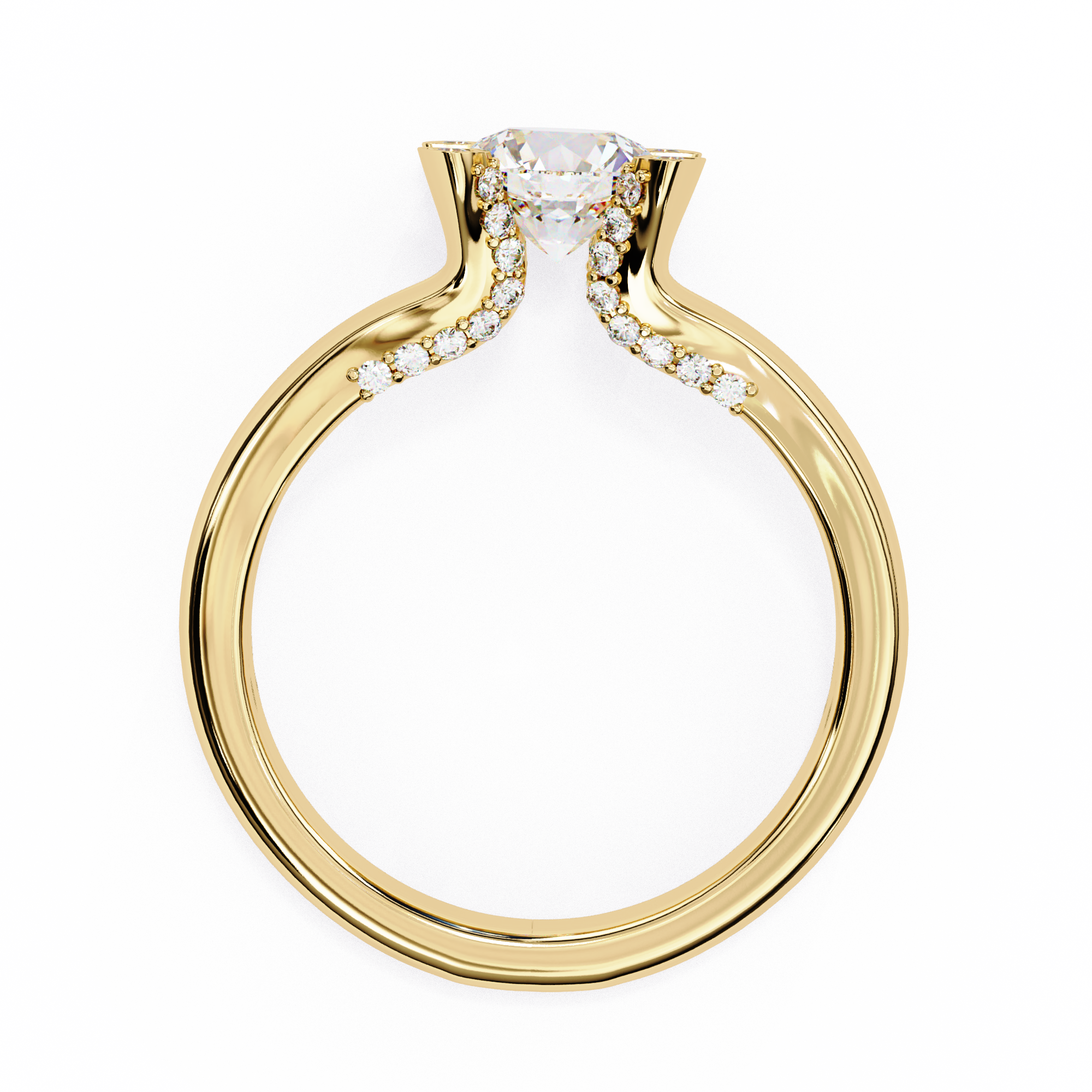 0.90ct Round Brilliant Lab-Grown Diamond Ring | Diamond Compass Prongs & Pavé Split Shank | VR260028