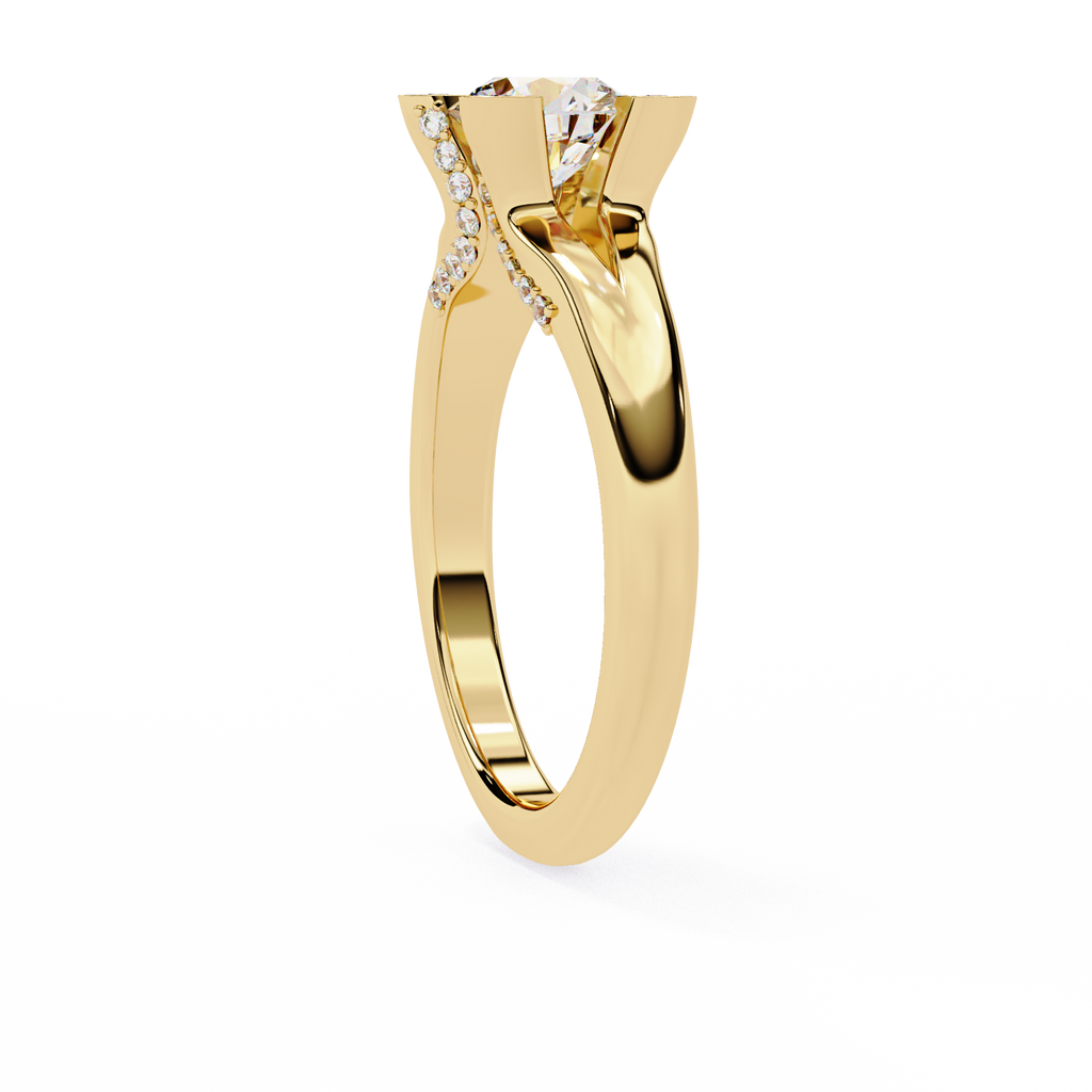 0.90ct Round Brilliant Lab-Grown Diamond Ring | Diamond Compass Prongs & Pavé Split Shank | VR260028