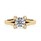 0.90ct Round Brilliant Lab-Grown Diamond Ring | Diamond Compass Prongs & Pavé Split Shank | VR260028